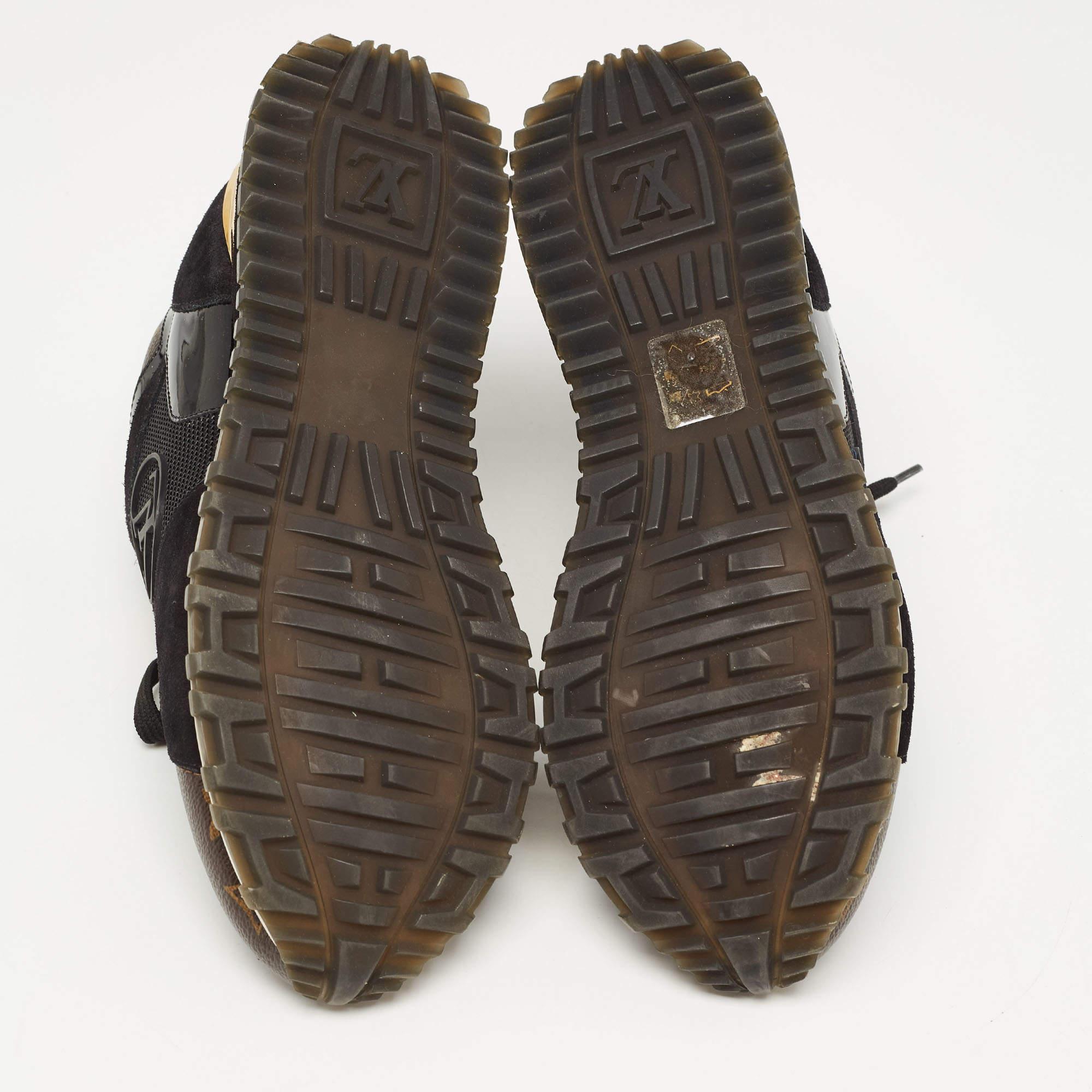 Louis Vuitton Brown/Black Monogram Canvas and Suede Run Away Sneakers Size 39 For Sale 1