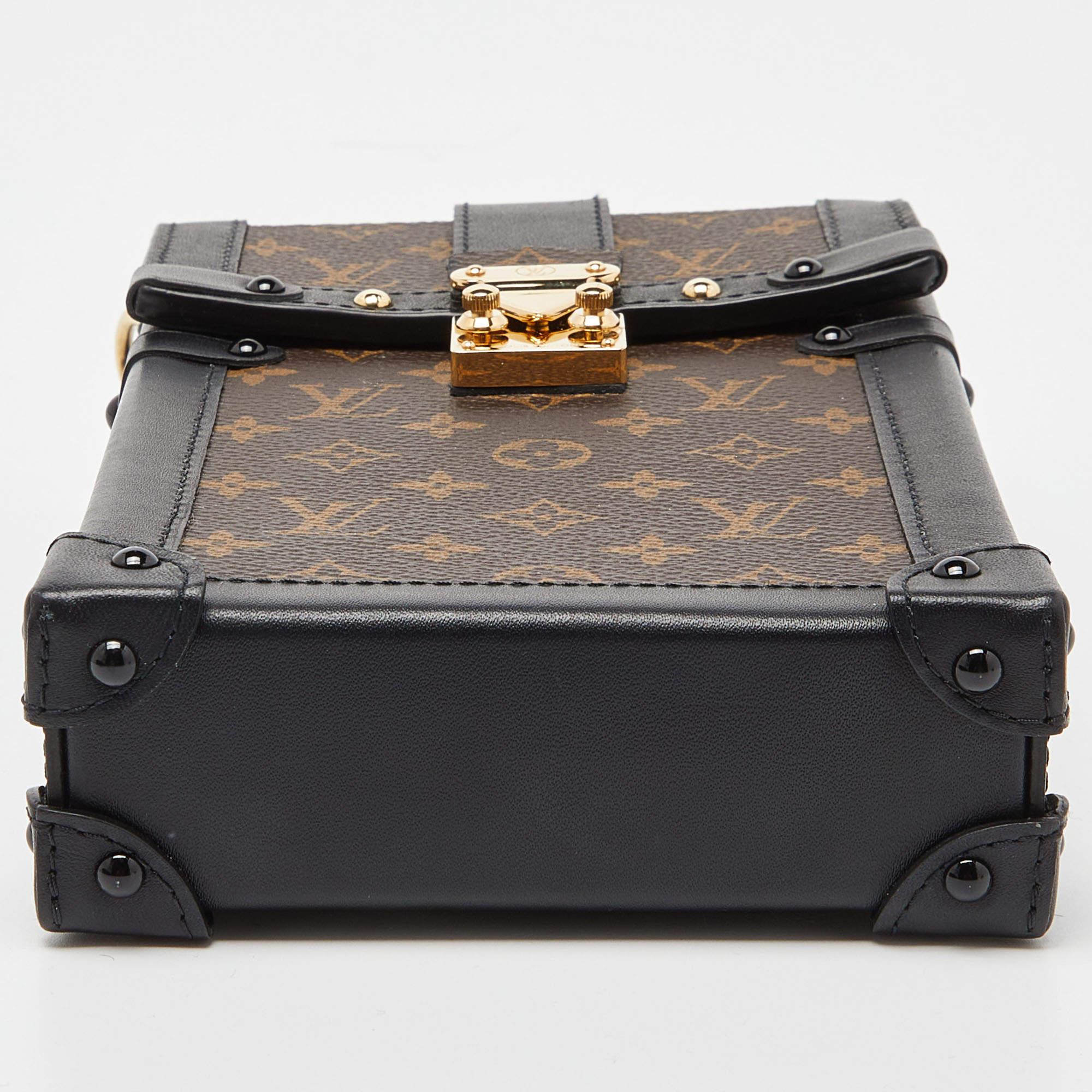 Louis Vuitton Brown/Black Monogram Canvas Pochette Trunk Vertical Bag Damen