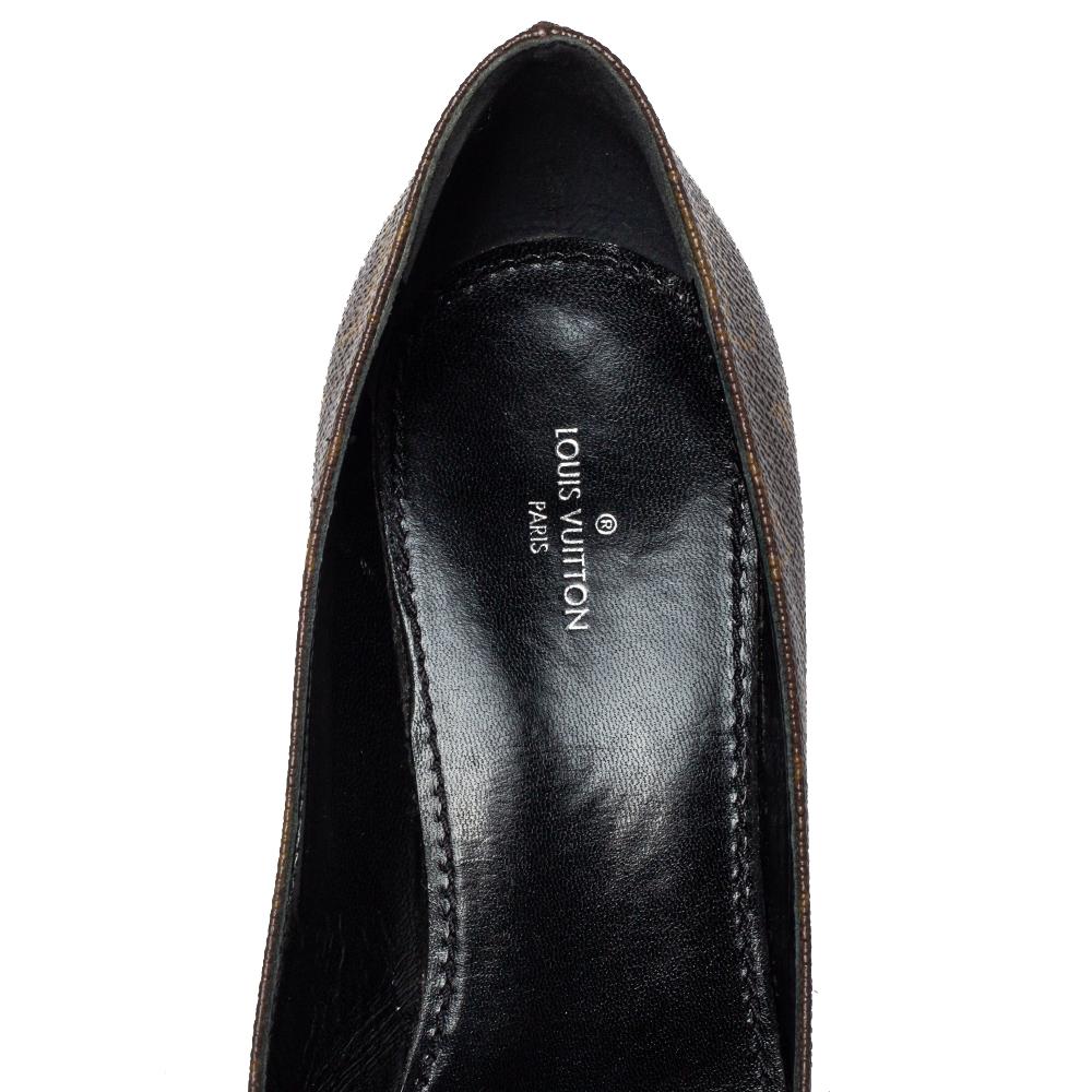 Louis Vuitton Brown/Black Monogram Leather Cap Toe Fetish Pointed Toe Size 37 1