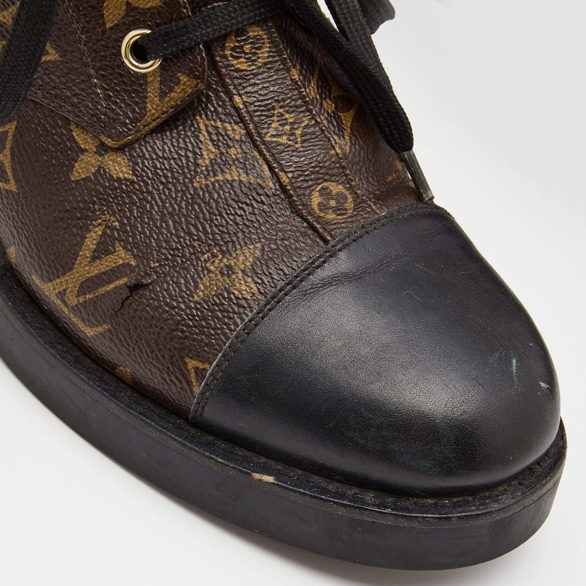 Louis Vuitton Brown/Black Monogram Wonderland Ranger Boots Size 39 2