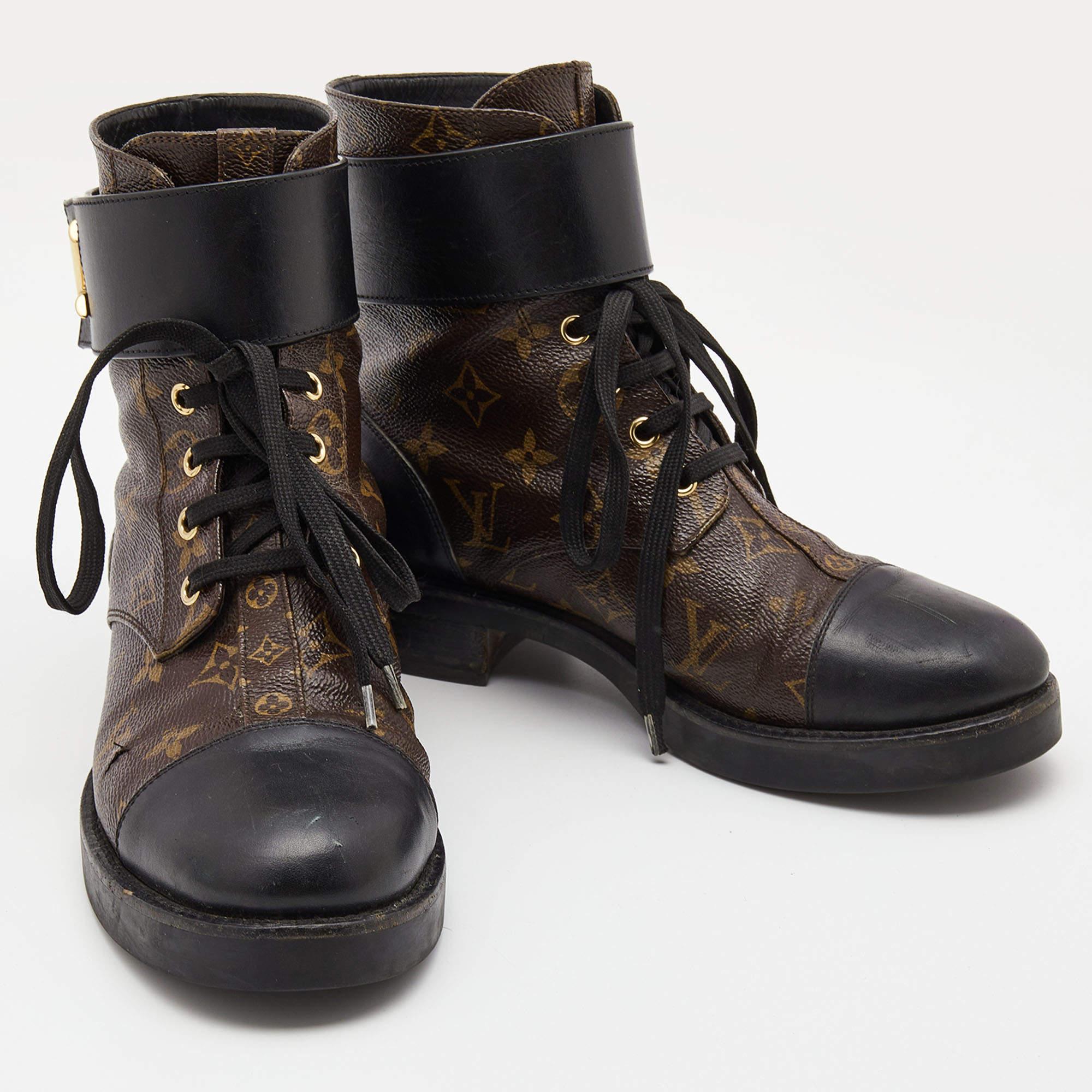 Louis Vuitton Brown/Black Monogram Wonderland Ranger Boots Size 39 3