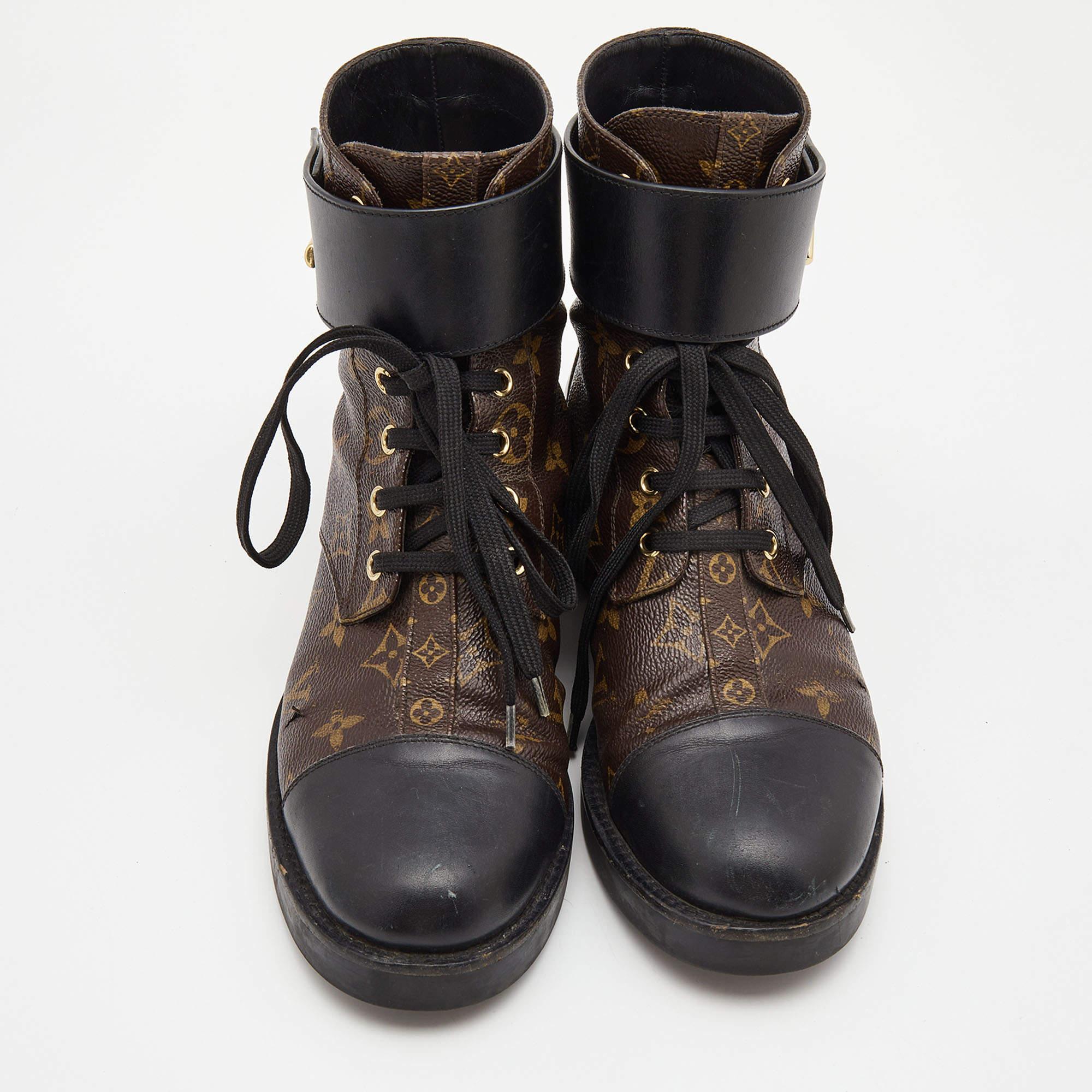 Louis Vuitton Brown/Black Monogram Wonderland Ranger Boots Size 39 4