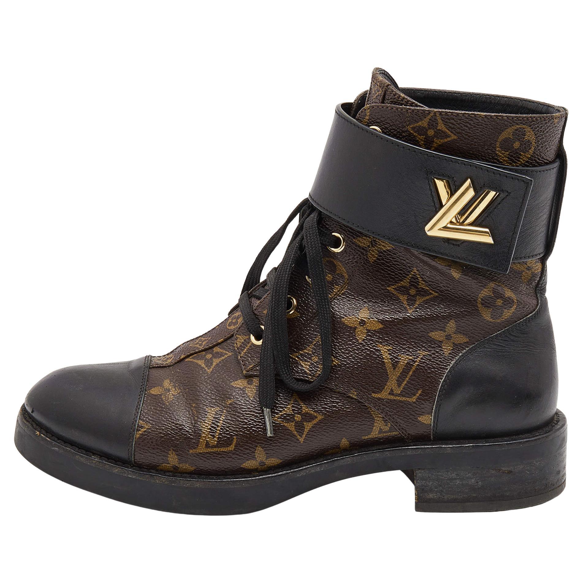 Louis Vuitton Territory Flat Ranger Boots, Black, 36.5