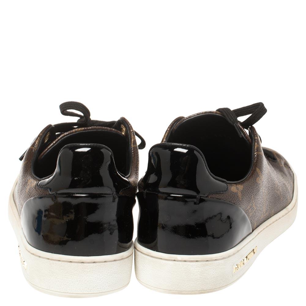 Louis Vuitton Brown/Black Patent Leather Frontrow Low Top  Sneakers Size 40 2