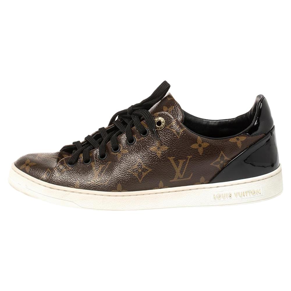 Louis Vuitton Brown/Black Patent Leather Frontrow Low Top  Sneakers Size 40