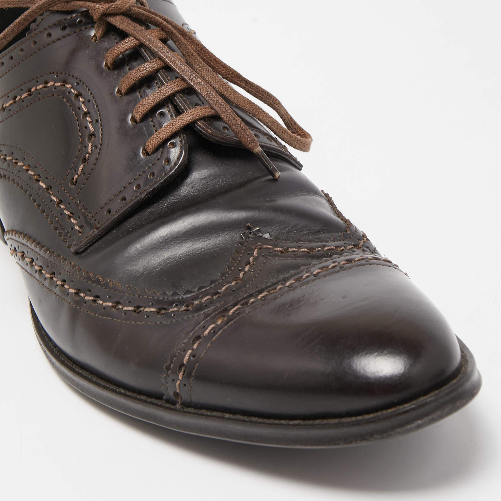 Louis Vuitton Brown Brogue Leather Lace Up Derby Size 41 For Sale 3