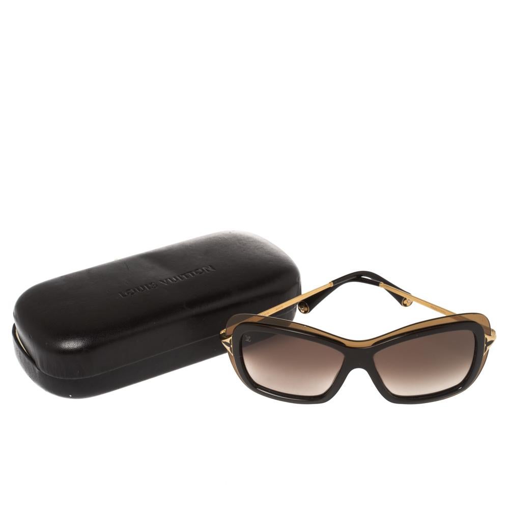 Women's Louis Vuitton Brown/ Brown Gradient Z0323W Poppy Square Sunglasses