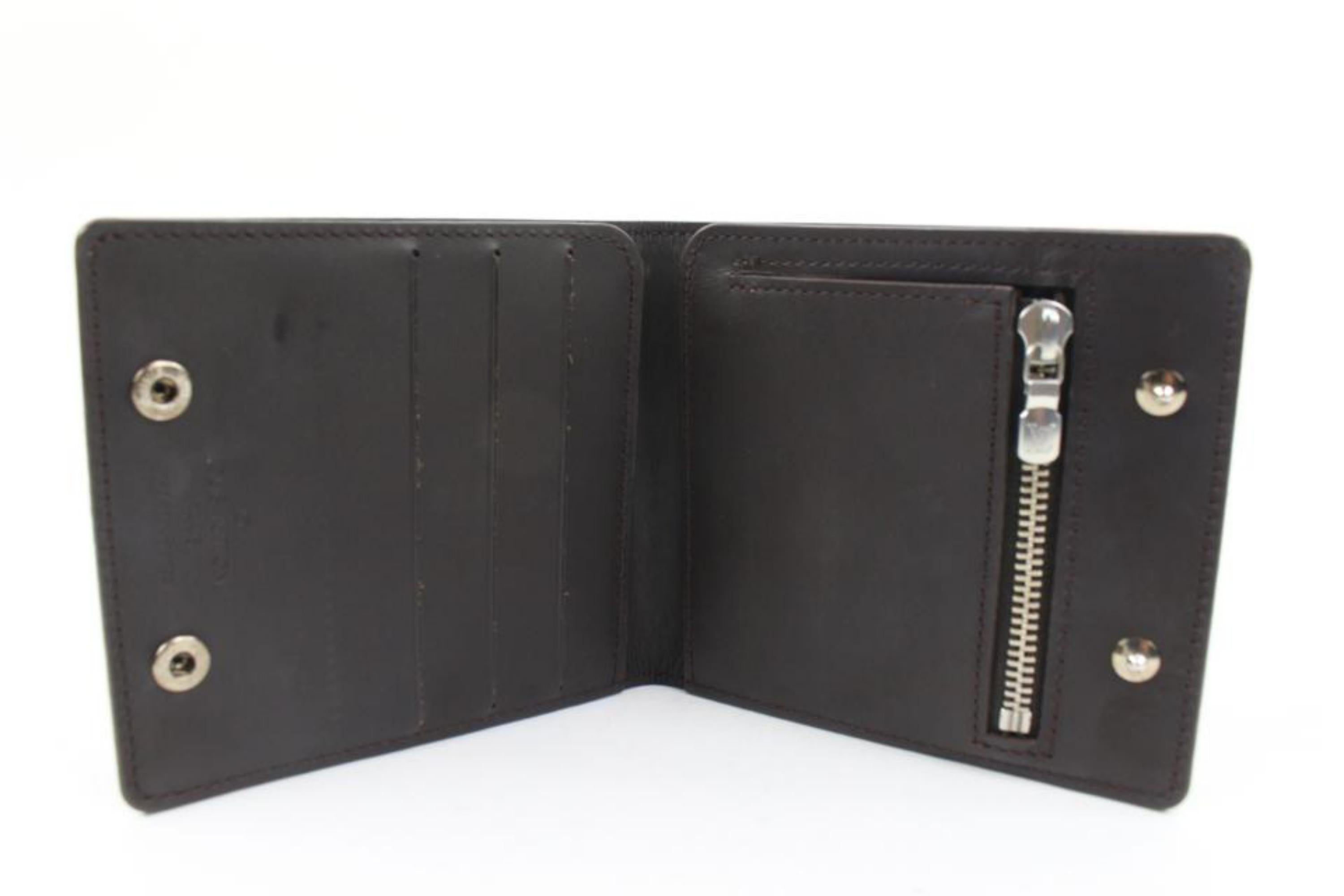 Louis Vuitton Brown Cafe Monogram Glace Compact Men s Wallet Slender Florin 69lv