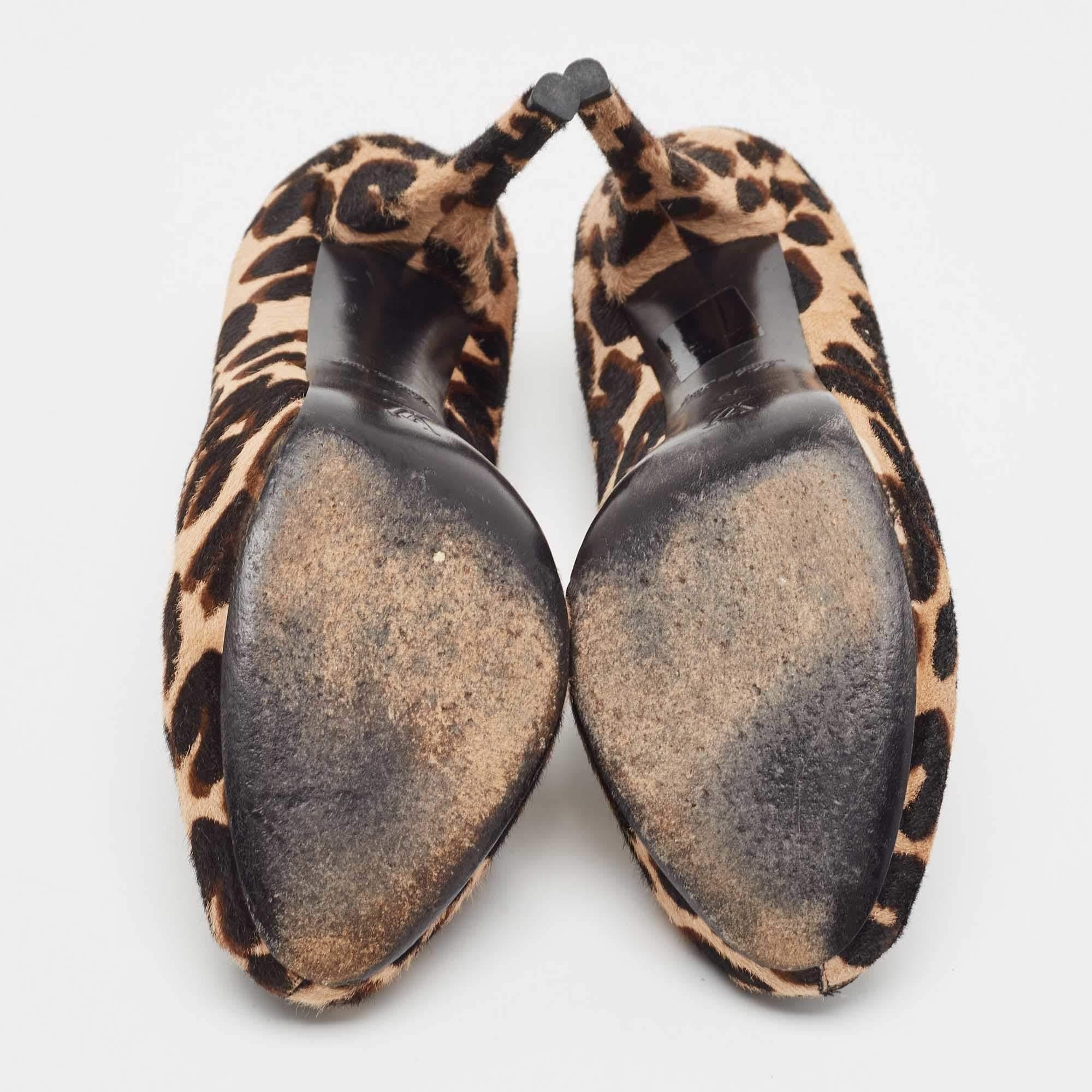Louis Vuitton Brown Calf Hair Peep Toe Pumps Size 39 1