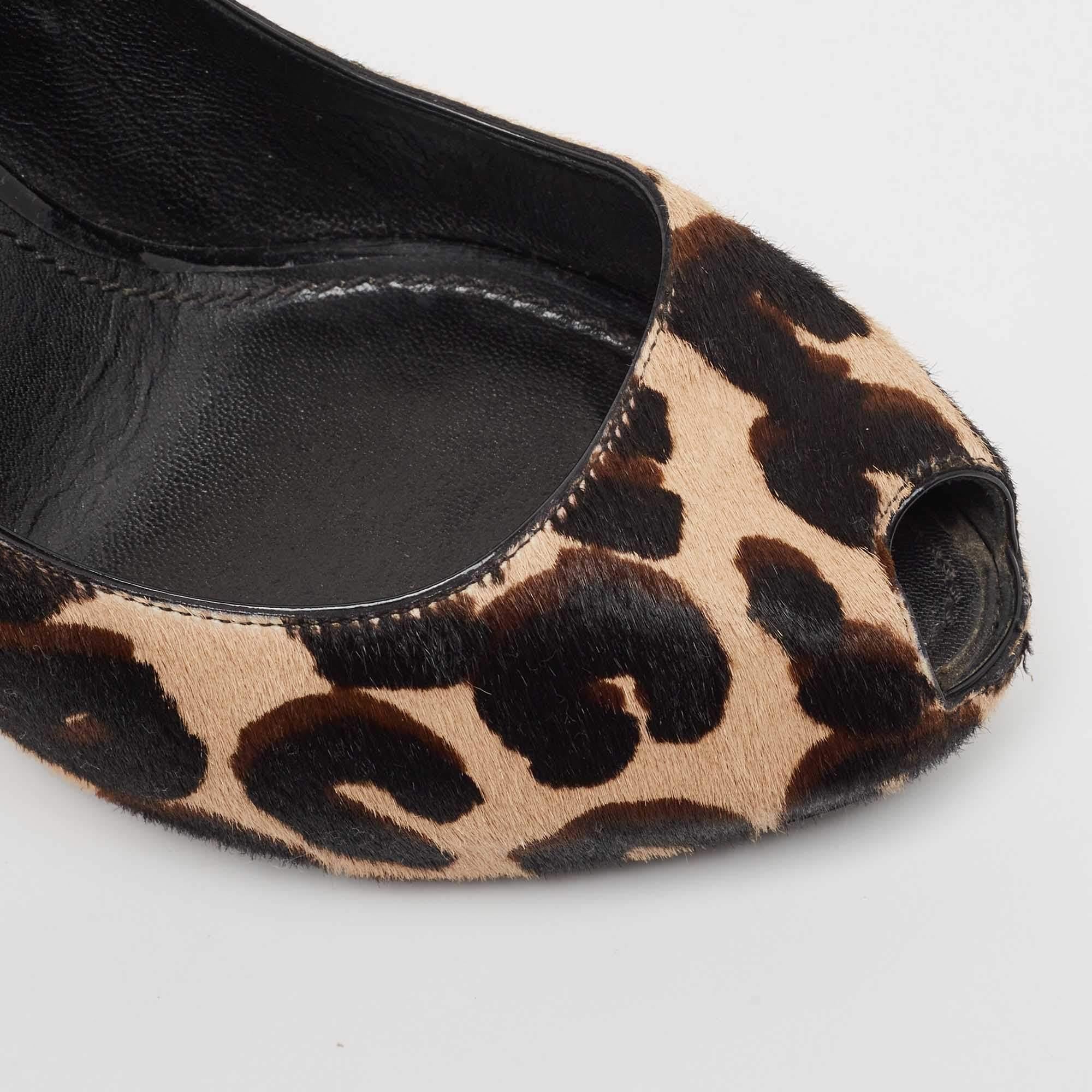 Louis Vuitton Brown Calf Hair Peep Toe Pumps Size 39 2