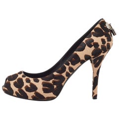Louis Vuitton Brown Calf Hair Peep Toe Pumps Size 39