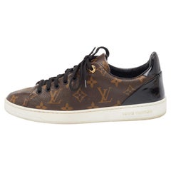 Louis Vuitton Brown Canvas and Patent Leather Frontrow Sneakers Size 38