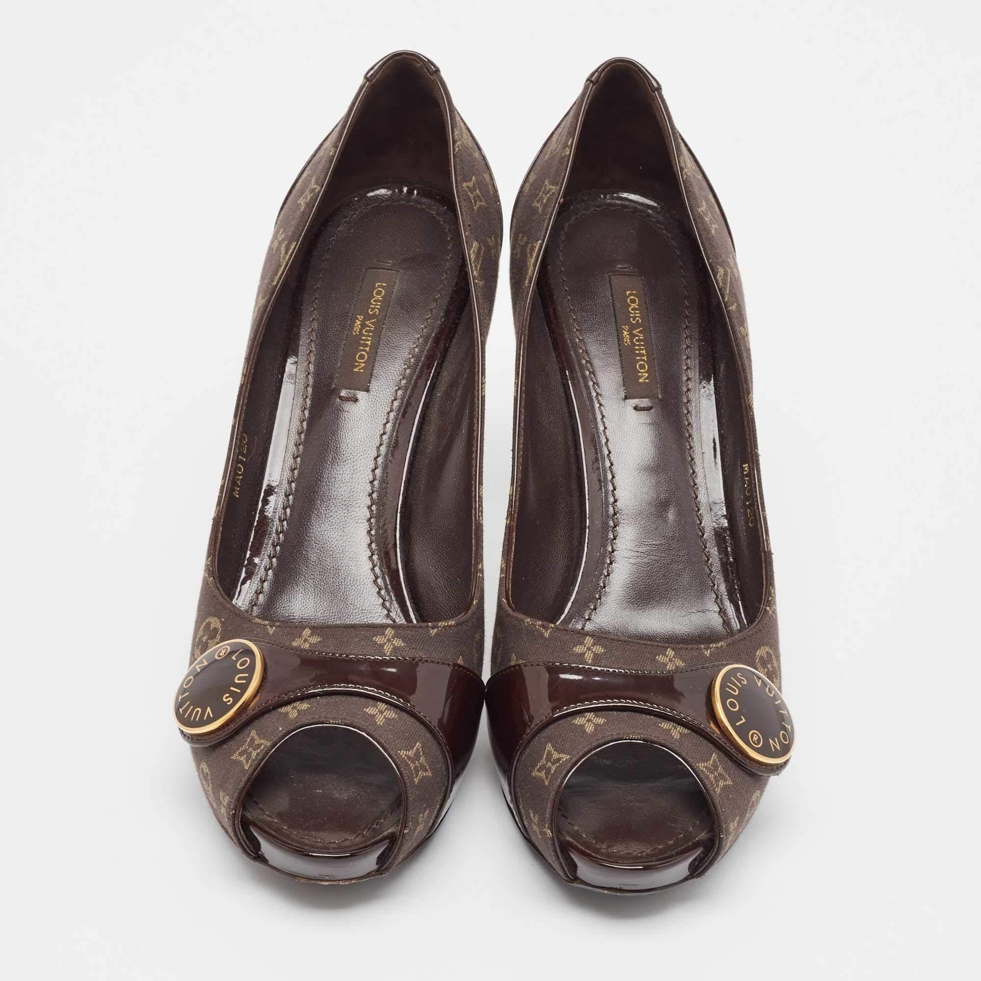 Nero Louis Vuitton - Décolleté in tela e vernice marrone misura 38,5
