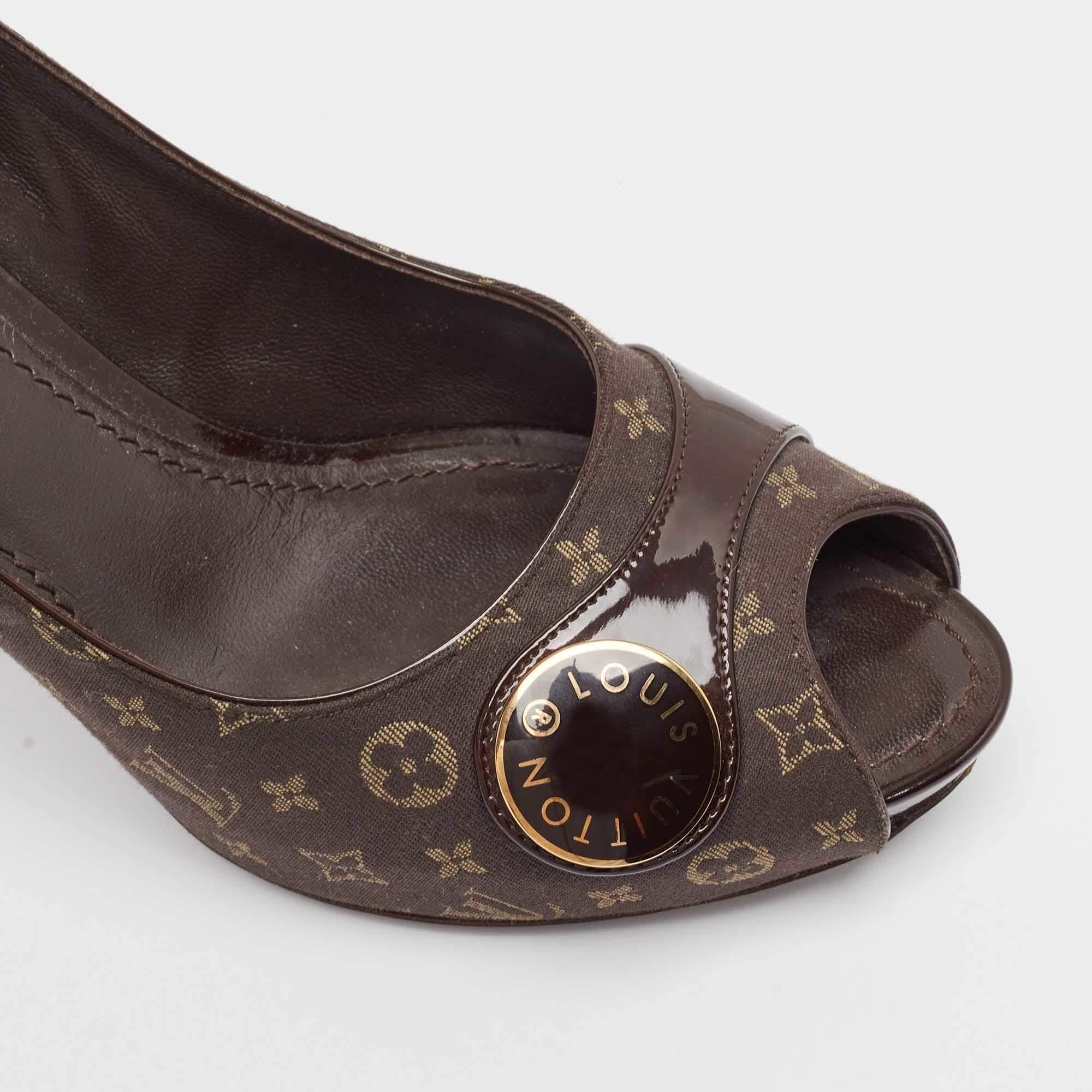 Louis Vuitton - Décolleté in tela e vernice marrone misura 38,5 2