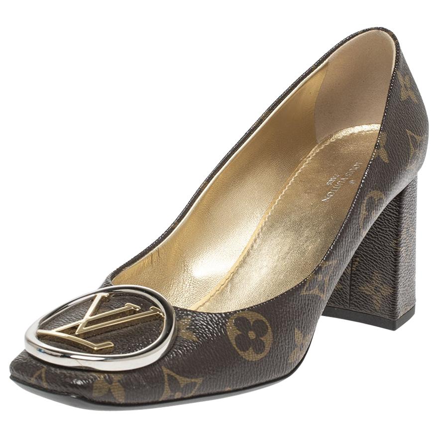 Louis Vuitton Monogram Canvas Madeleine Block Heel Pumps Size