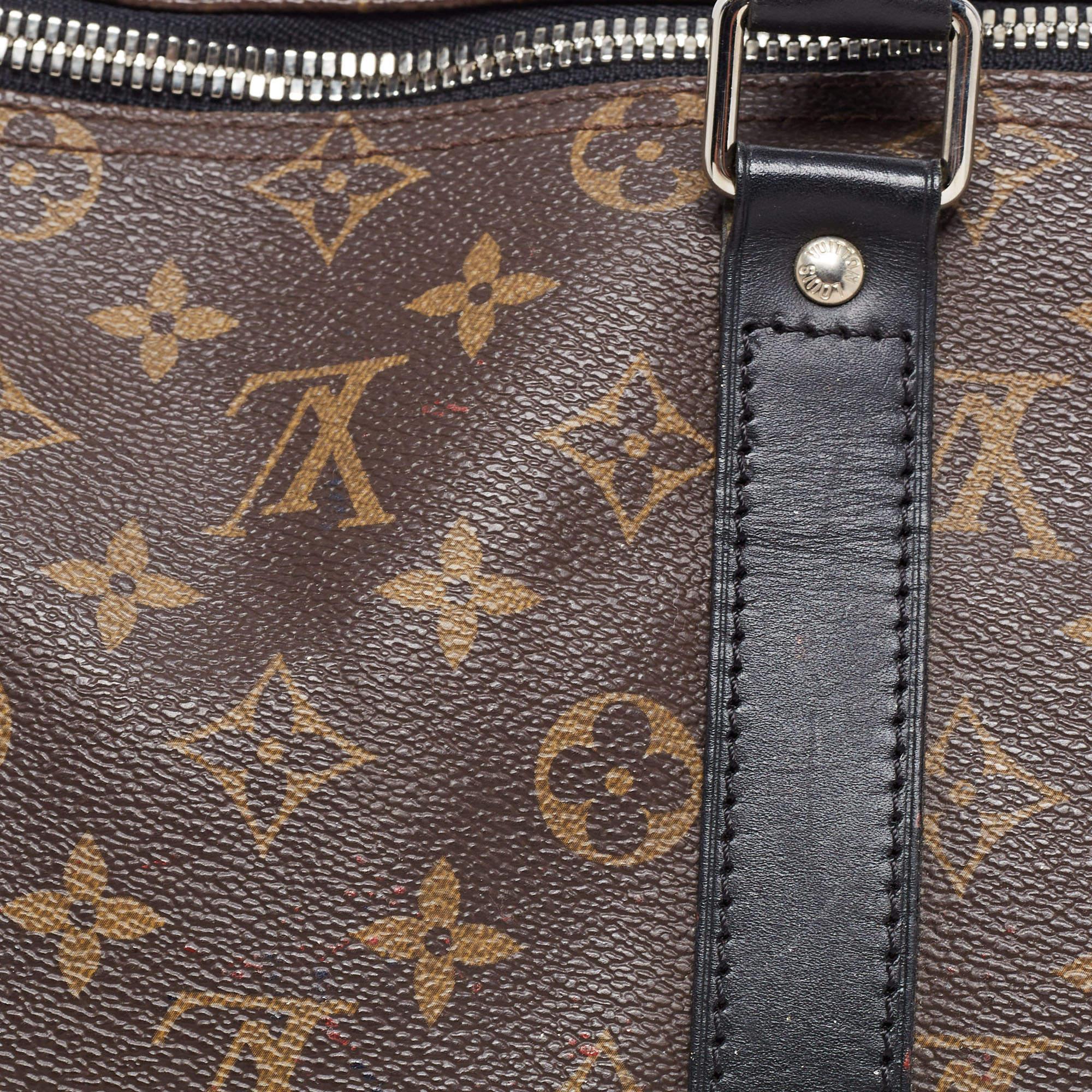 Louis Vuitton Brown Canvas Monogram Keepall Bandouliere 45 Duffel Bag For Sale 11