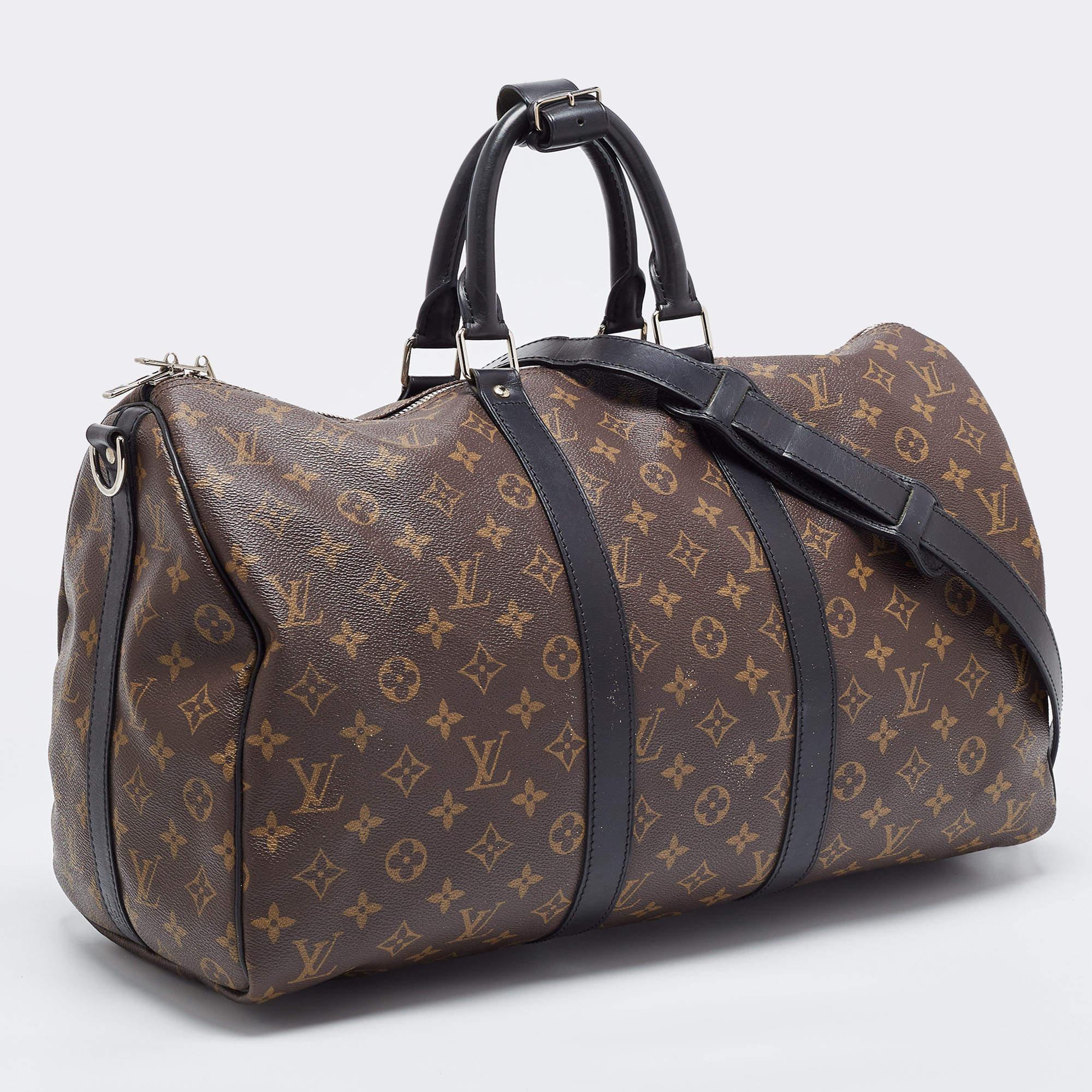 Louis Vuitton Brown Canvas Monogram Keepall Bandouliere 45 Duffel Bag Damen