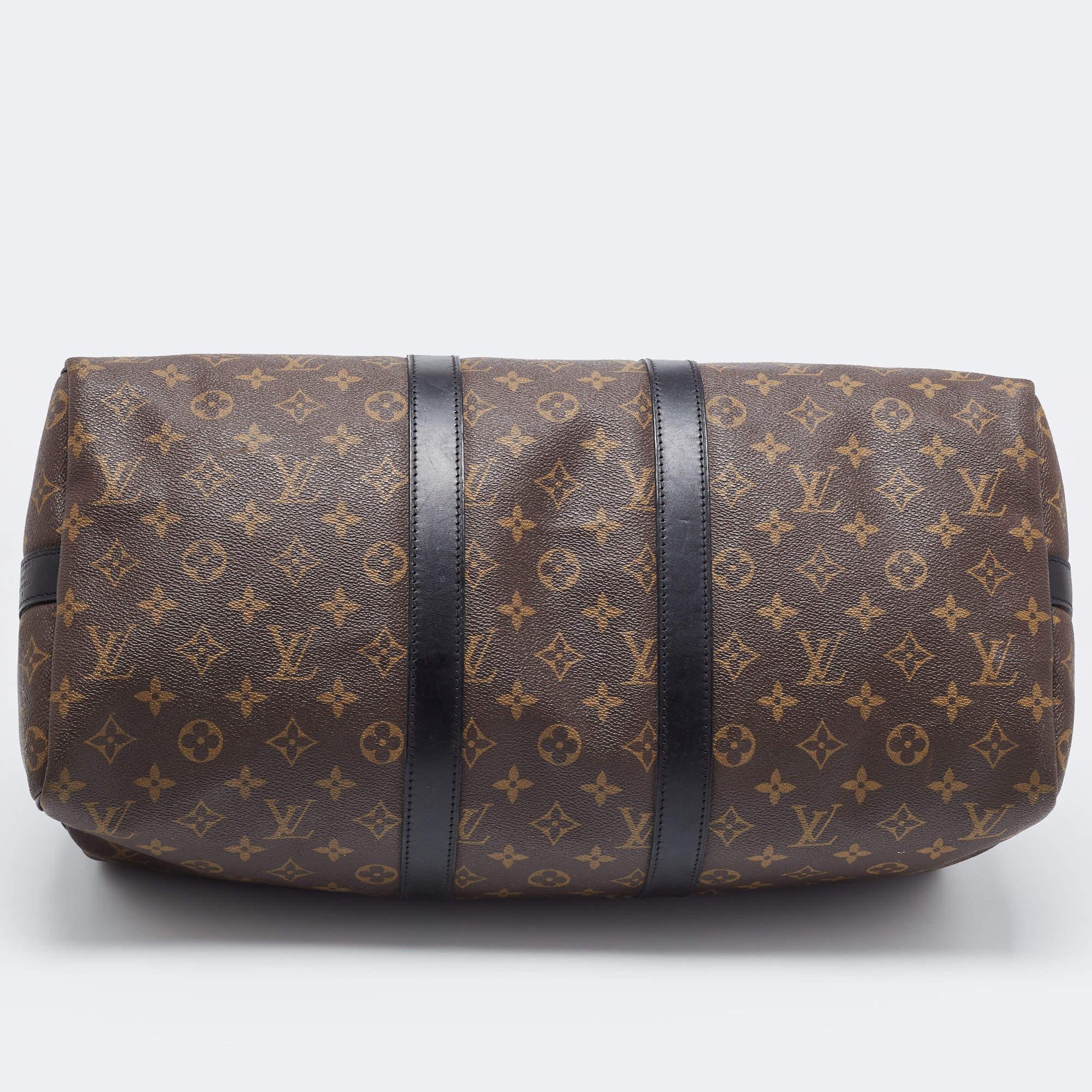 Louis Vuitton Brown Canvas Monogram Keepall Bandouliere 45 Duffel Bag For Sale 1