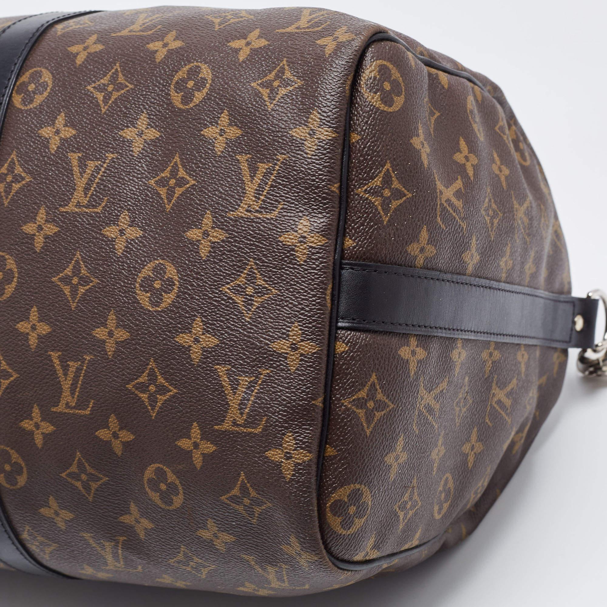 Louis Vuitton Brown Canvas Monogram Keepall Bandouliere 45 Duffel Bag For Sale 5