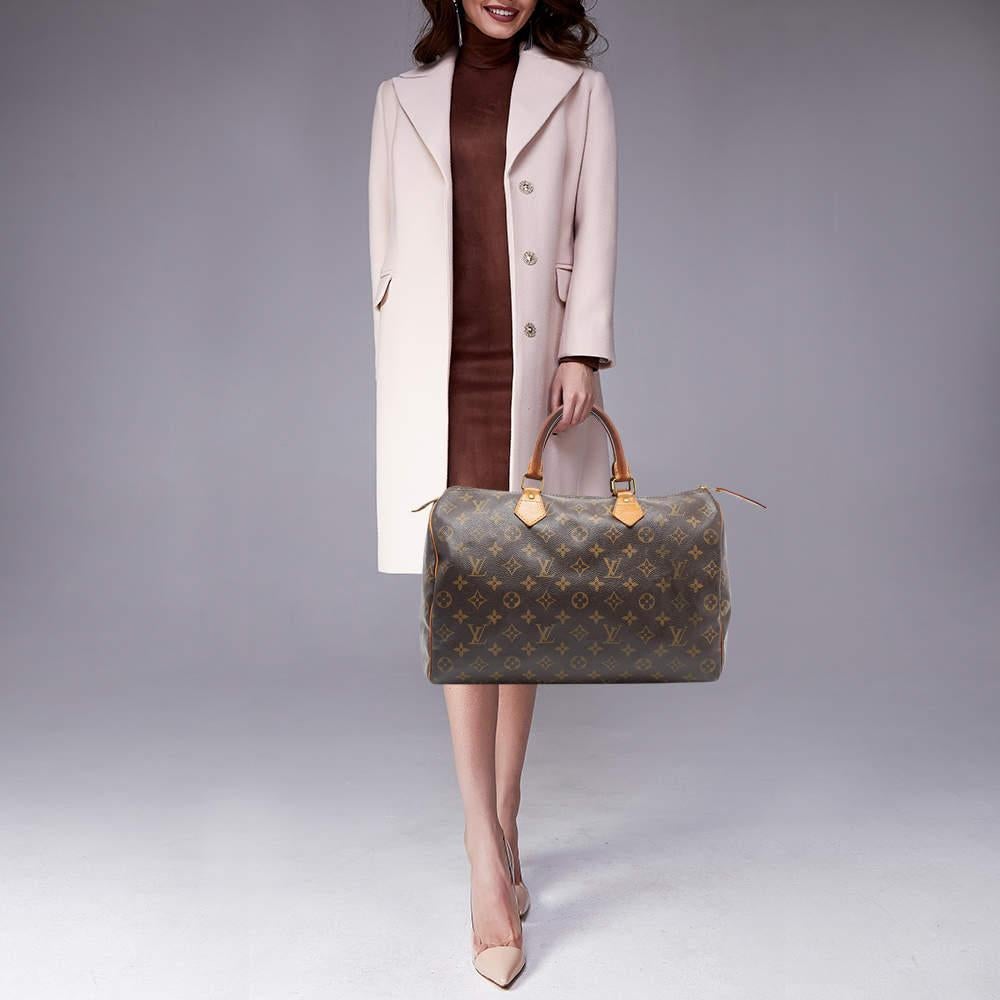 Gray Louis Vuitton Brown Canvas Monogram Speedy 35 Handbag