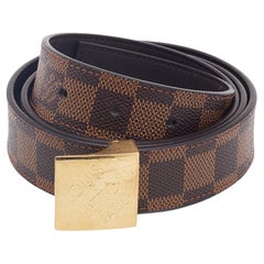 Used Louis Vuitton Brown Coated Canvas Buckle Belt 100CM