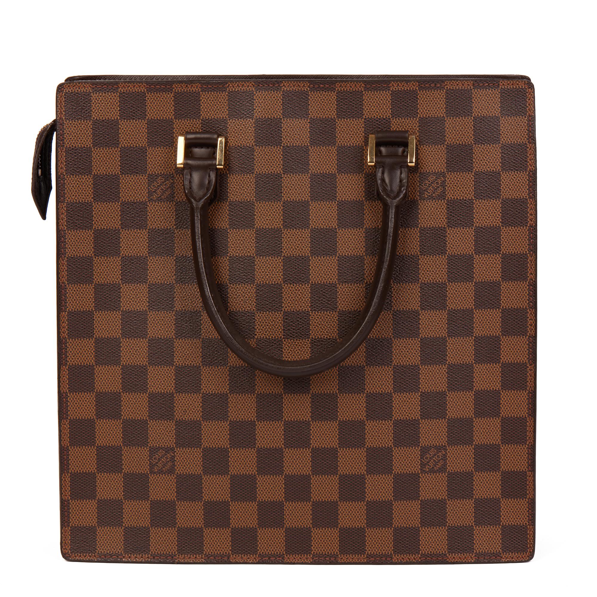 LOUIS VUITTON Brown Coated Canvas Damier Ebene and Brown Calf Leather Venice PM 1