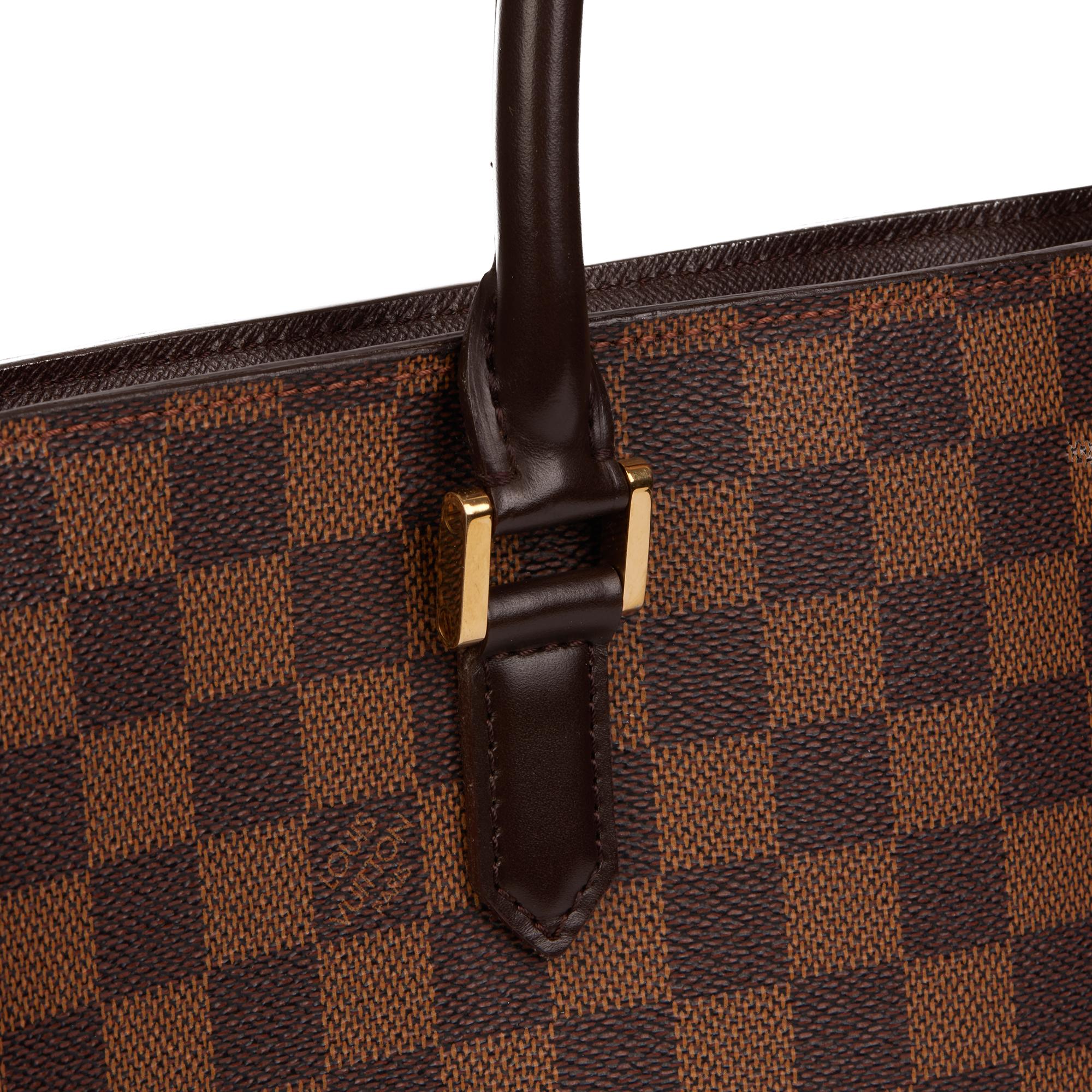 LOUIS VUITTON Brown Coated Canvas Damier Ebene and Brown Calf Leather Venice PM 3