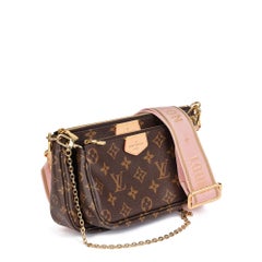 LOUIS VUITTON Brown Coated Canvas, Pink Jacquard Multi Pochette Accessoires