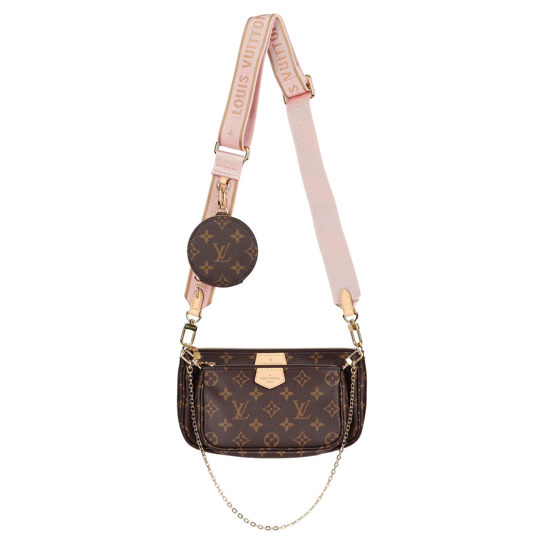 LOUIS VUITTON Brown Coated Canvas, Pink Jacquard Multi Pochette Accessoires  at 1stDibs  pink and brown lv bag, pink and brown louis vuitton crossbody,  pink and brown lv purse