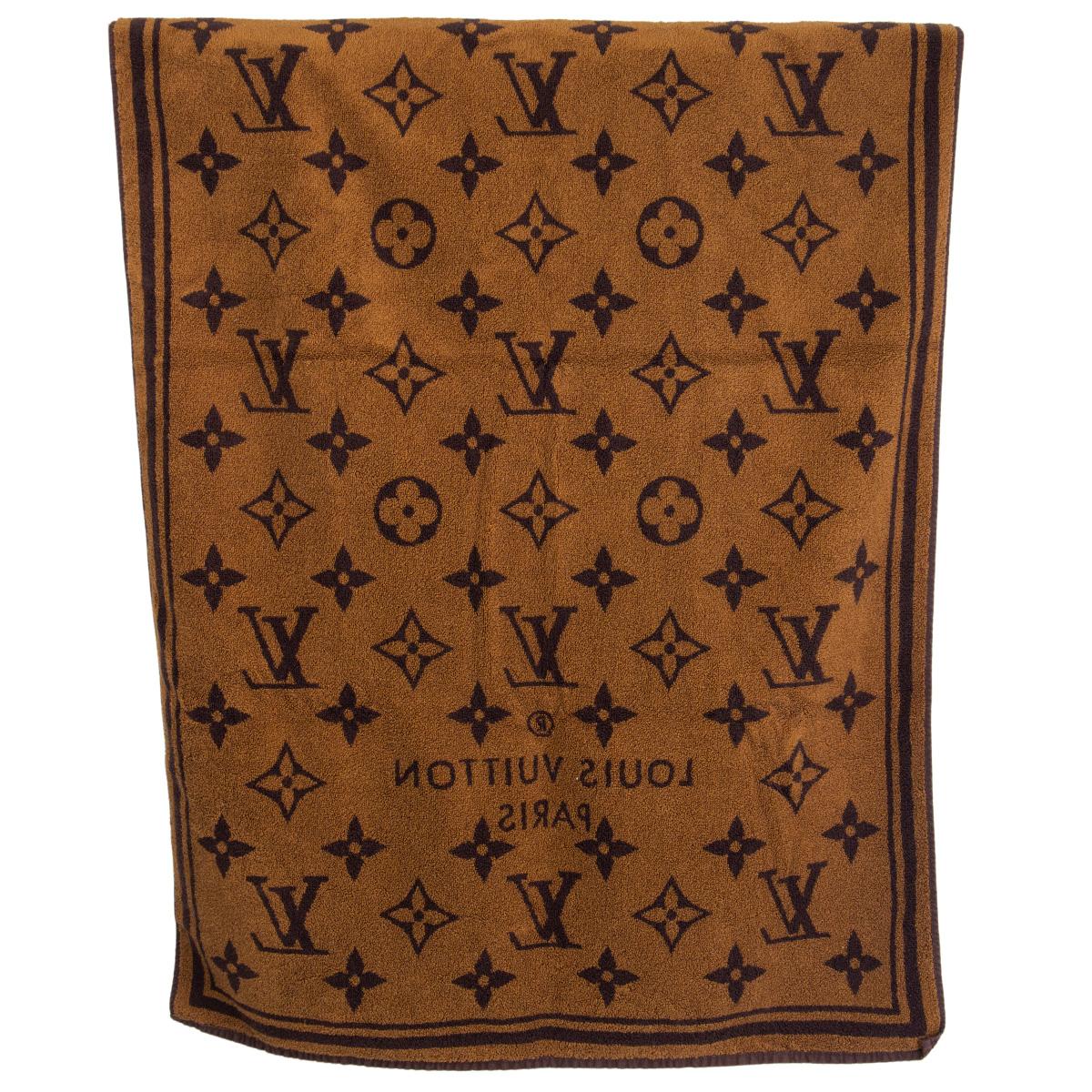 LOUIS VUITTON brown cotton CLASSIC BEACH Towel 1