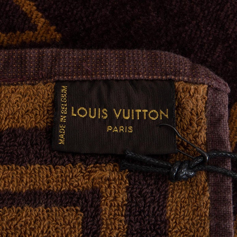 Louis Vuitton Beach Bath Towel Drap De Bain Monogram Brown Cotton