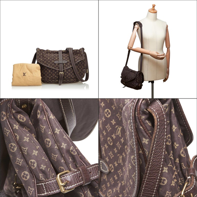 Louis Vuitton Brown Cotton Fabric Monogram Mini Lin Saumur France w