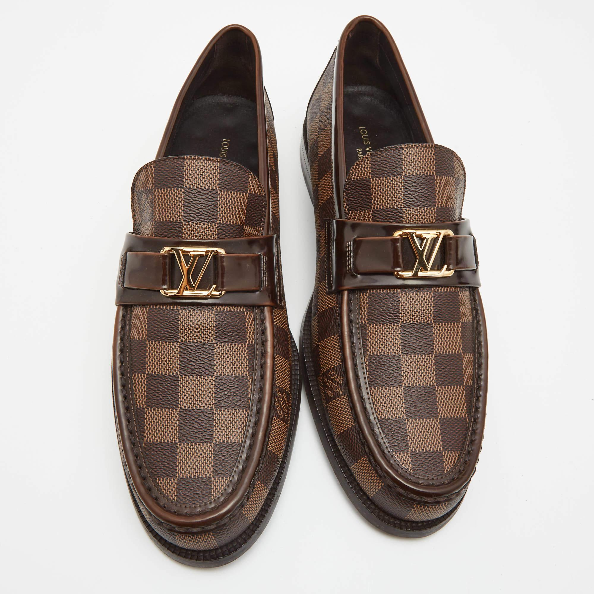 Louis Vuitton Brown Damier Canvas and Leather Major Loafers Size 43 at  1stDibs