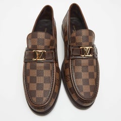 Louis Vuitton Brown Damier Canvas and Leather Major Loafers Size 43