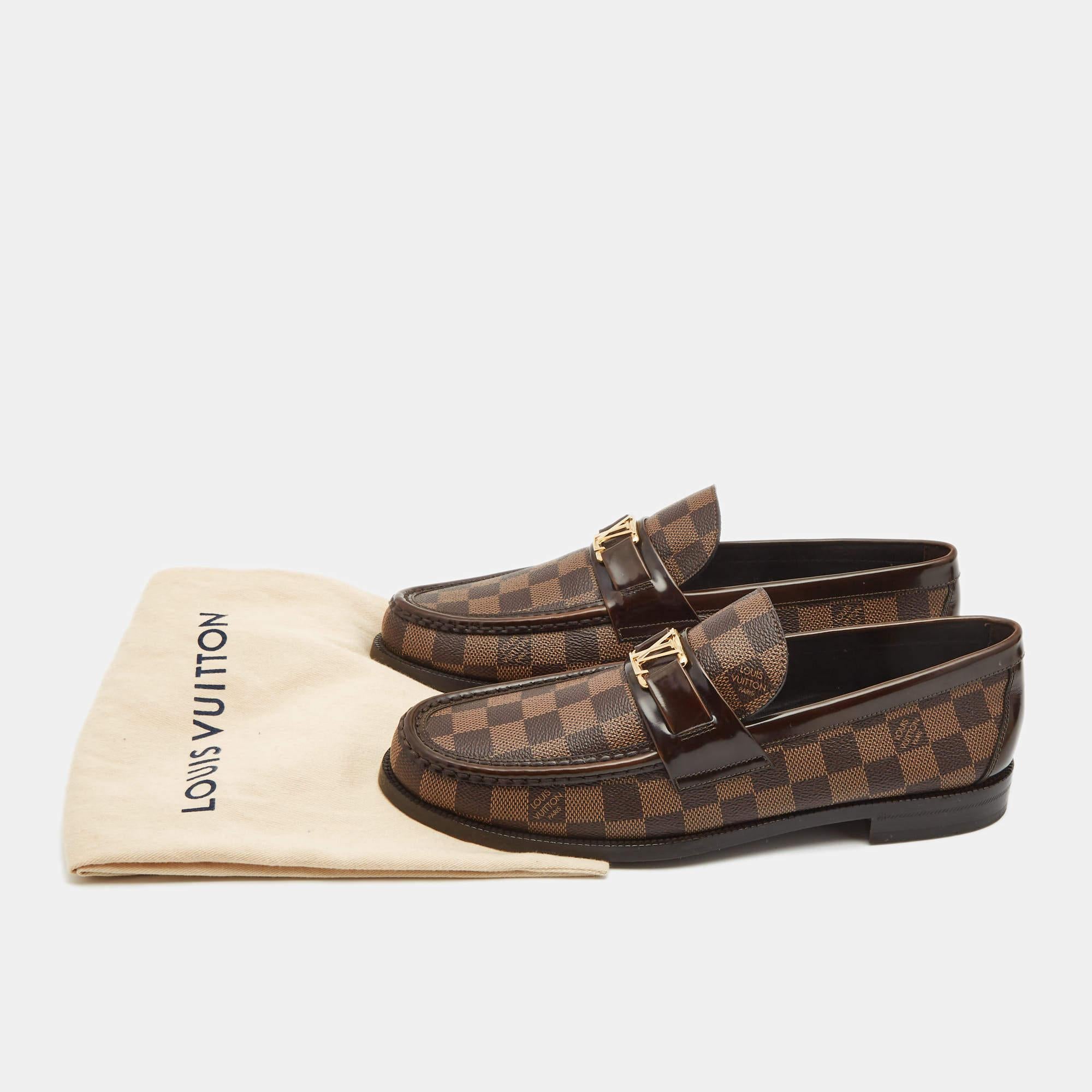 Louis Vuitton Brown Damier Canvas and Leather Major Loafers Size 43 2