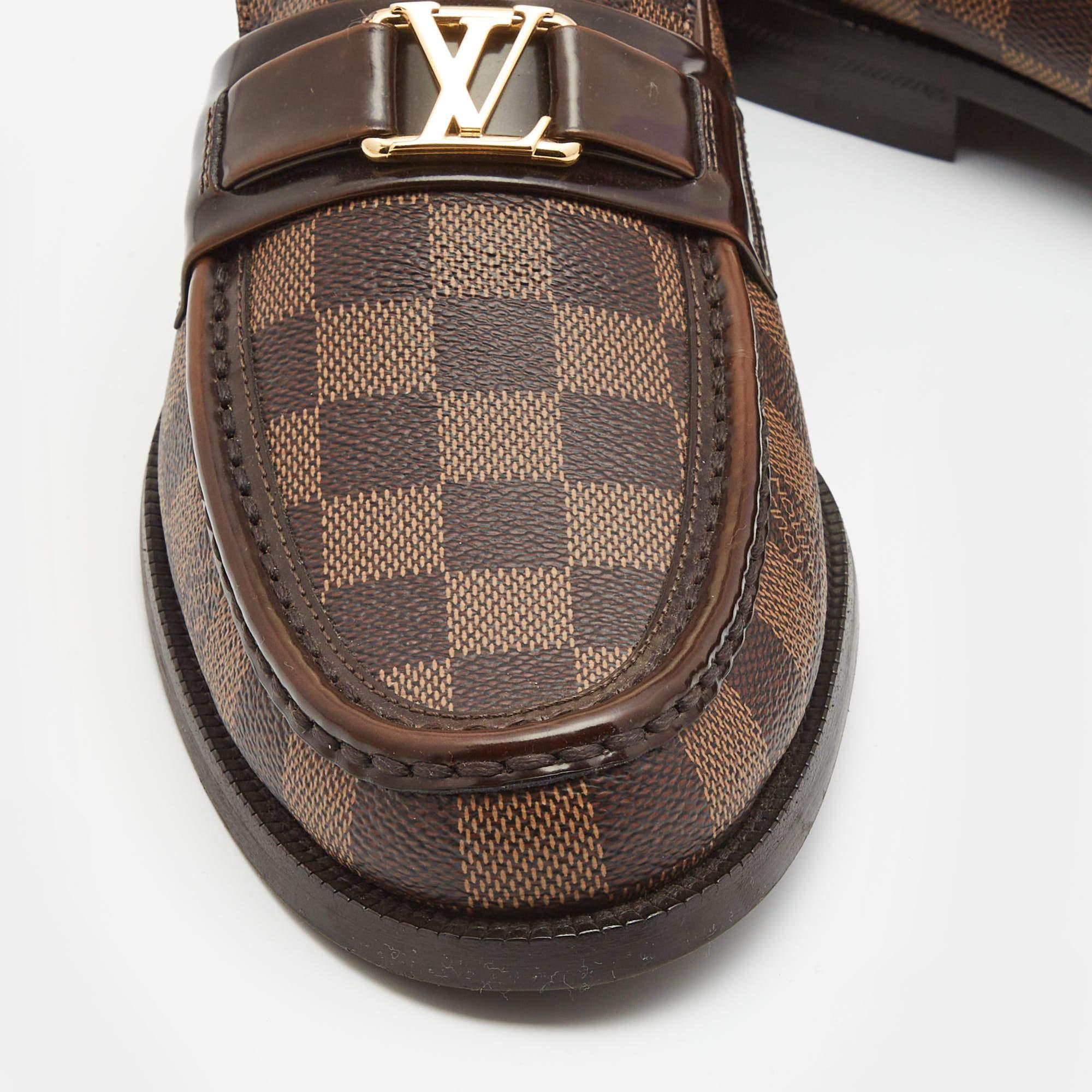 Louis Vuitton Brown Damier Canvas and Leather Major Loafers Size 43 3