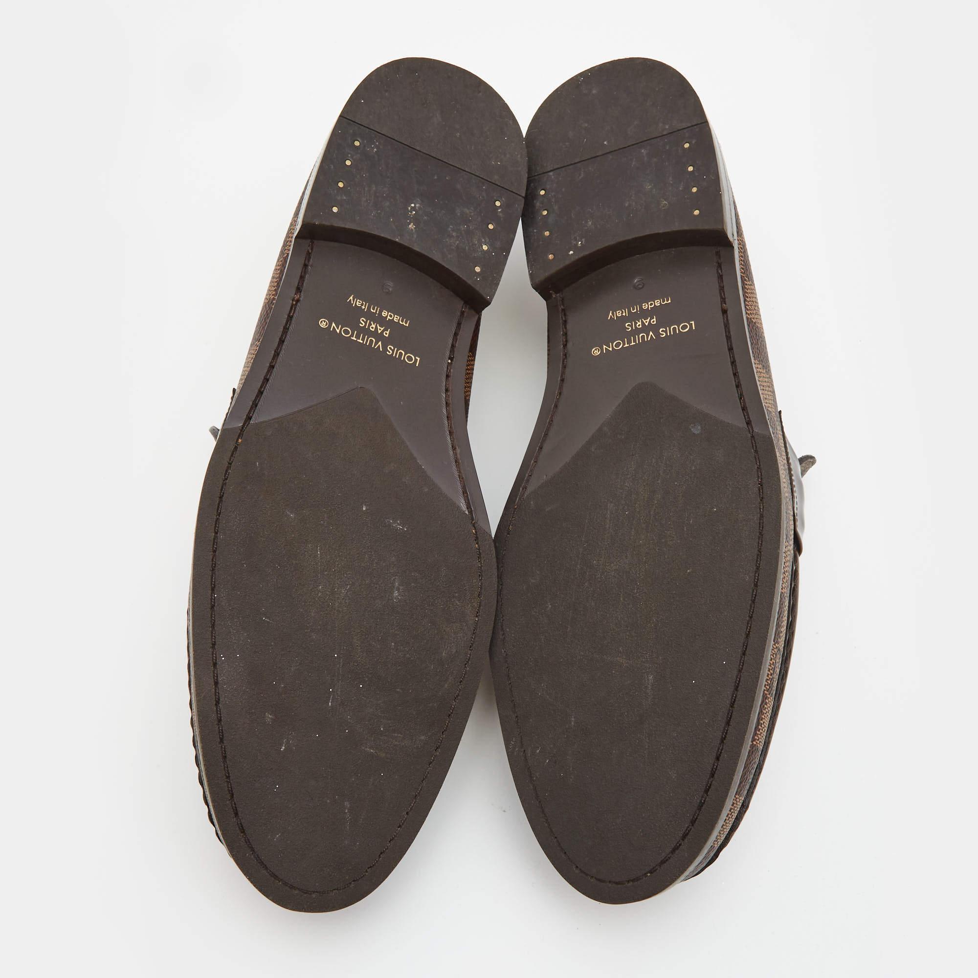 Louis Vuitton Brown Damier Canvas and Leather Major Loafers Size 43 4