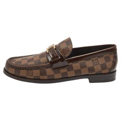 Louis Vuitton Brown Damier Canvas and Leather Major Loafers Size 43