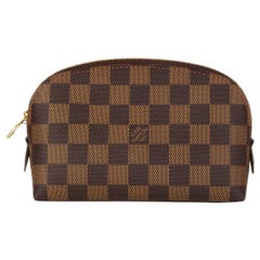 LOUIS VUITTON brown Damier canvas COSMETIC POUCH PM Vanity Case Bag