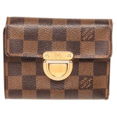 Louis Vuitton Brown Damier Canvas Joey Wallet with damier canvas, gold-tone 