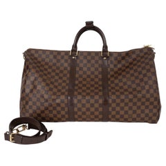 LOUIS VUITTON brown Damier canvas KEEPALL 55 Duffle Bag