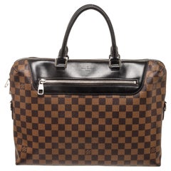 Vintage Louis Vuitton Brown Damier Canvas Leather Porte Documents Jour Bag