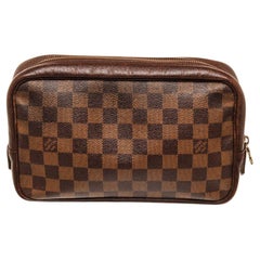 Louis Vuitton Brown Damier Canvas Toiletry Pouch Cosmetic Bag 