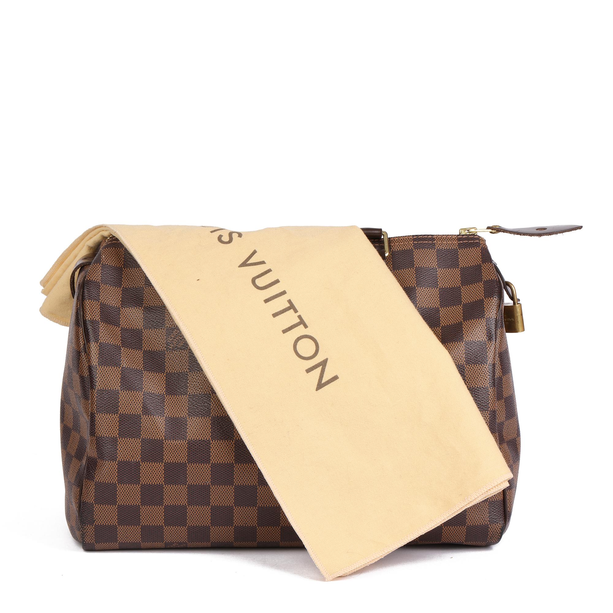 LOUIS VUITTON Brown Damier Coated Canvas & Brown Calfskin Leather Speedy 30 6