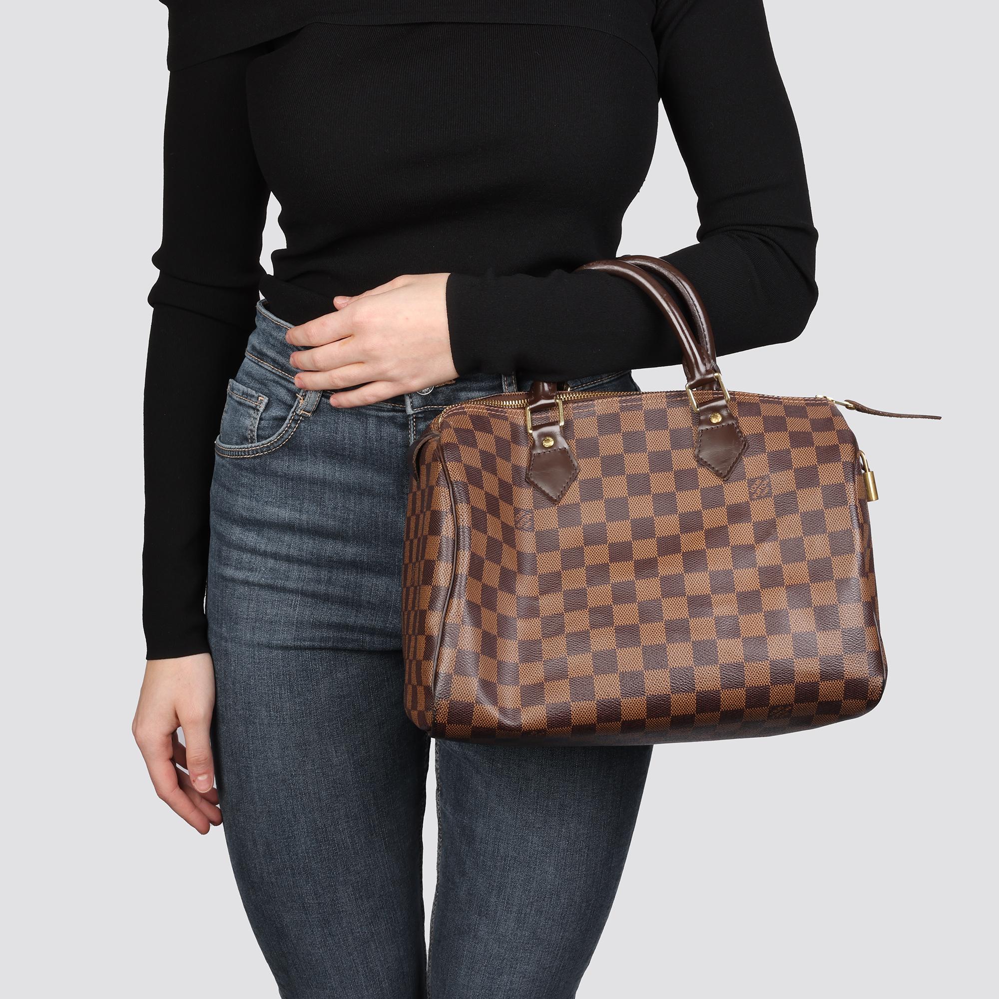 LOUIS VUITTON Brown Damier Coated Canvas & Brown Calfskin Leather Speedy 30 7