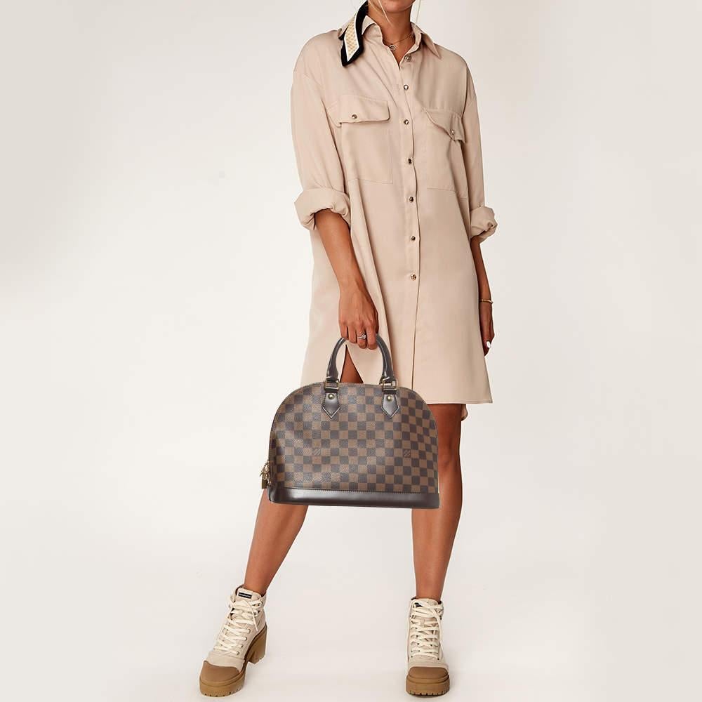Louis Vuitton Brown Damier Ebene Canvas Alma PM Handbag In Good Condition In Dubai, Al Qouz 2