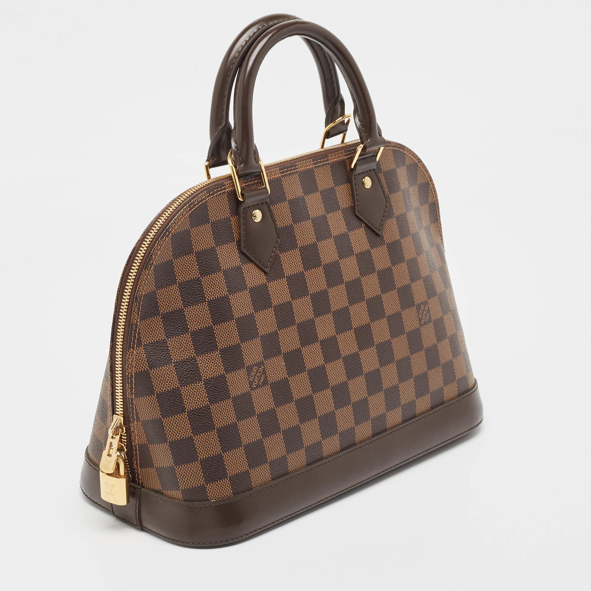 Women's Louis Vuitton Brown Damier Ebene Canvas Alma PM Handbag