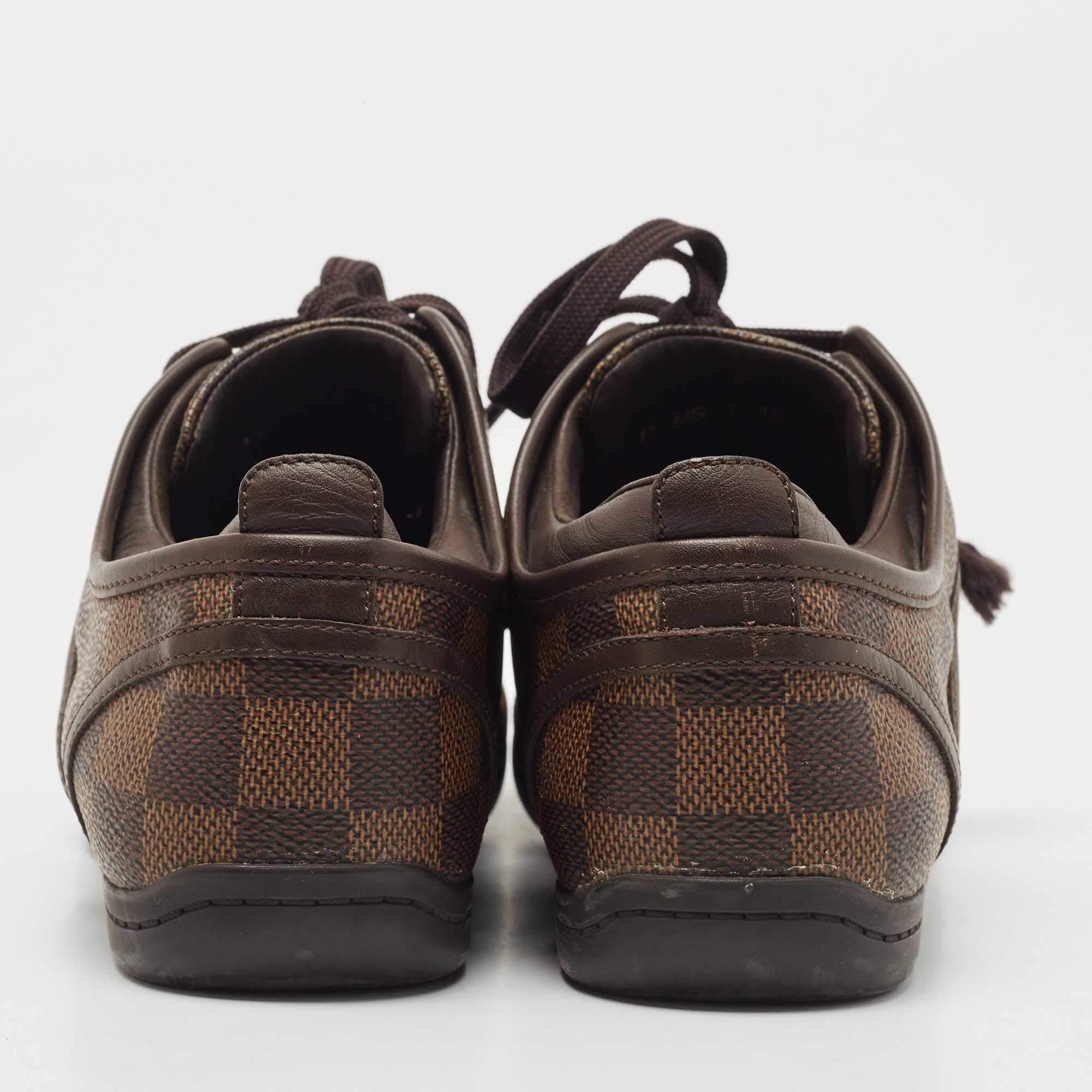 Black Louis Vuitton Brown Damier Ebene Canvas and Leather Low Top Sneakers Size 35.5