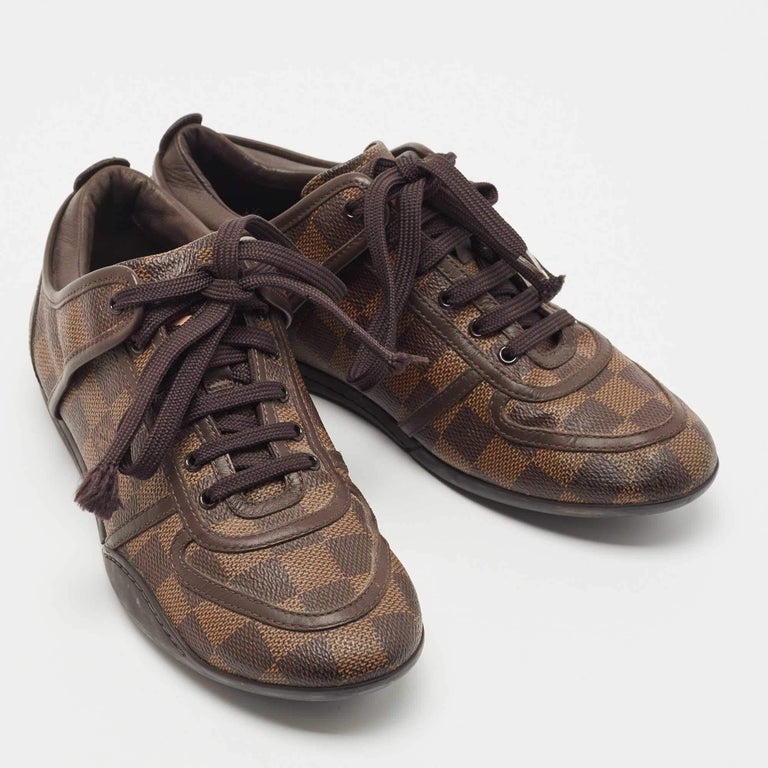 Louis Vuitton Brown Damier Ebene Canvas and Leather Low Top Sneakers Size  35.5 For Sale at 1stDibs