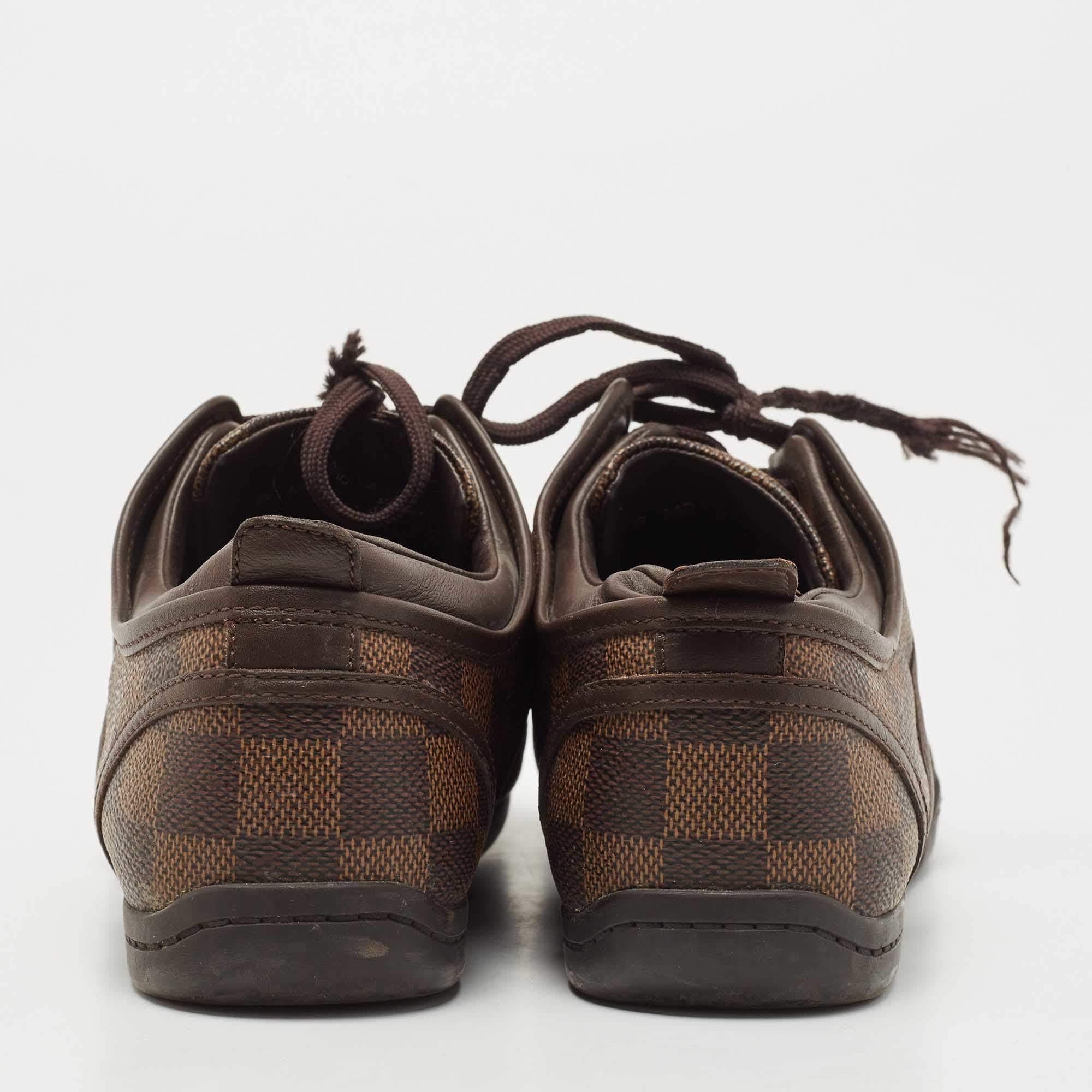 Women's Louis Vuitton Brown Damier Ebene Canvas and Leather Low Top Sneakers Size 36.5